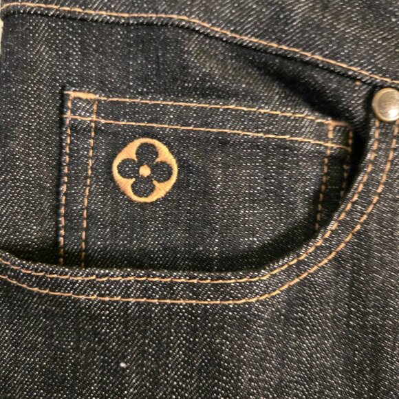 Louis Vuitton Straight Leg Black Denim Jeans Flap Pocket Logo Size 44/10 - Picture 4 of 11